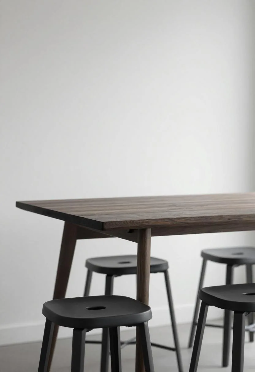 Fold-down ash dining table in espresso stain that collapses flat against the wall to free floor space when not in use