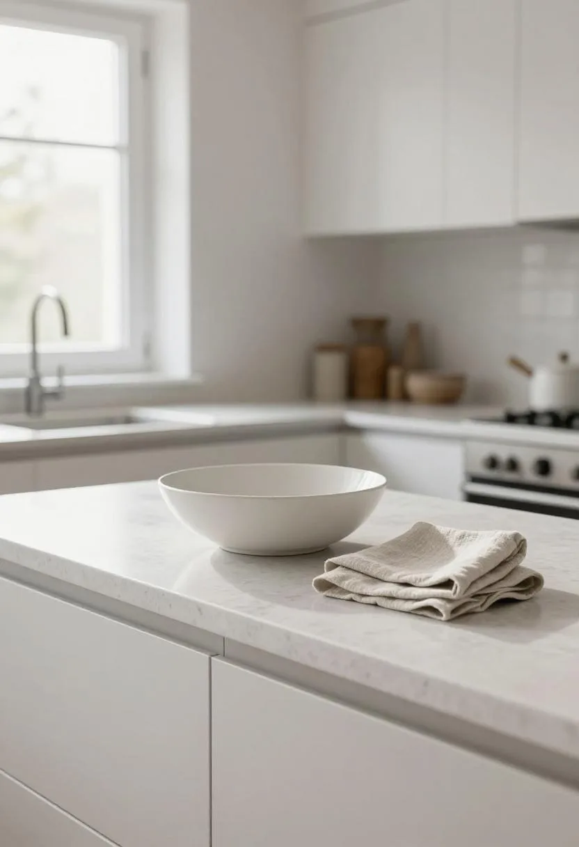 Interior design - scandinavian kitchen white quartz ceramic bowl