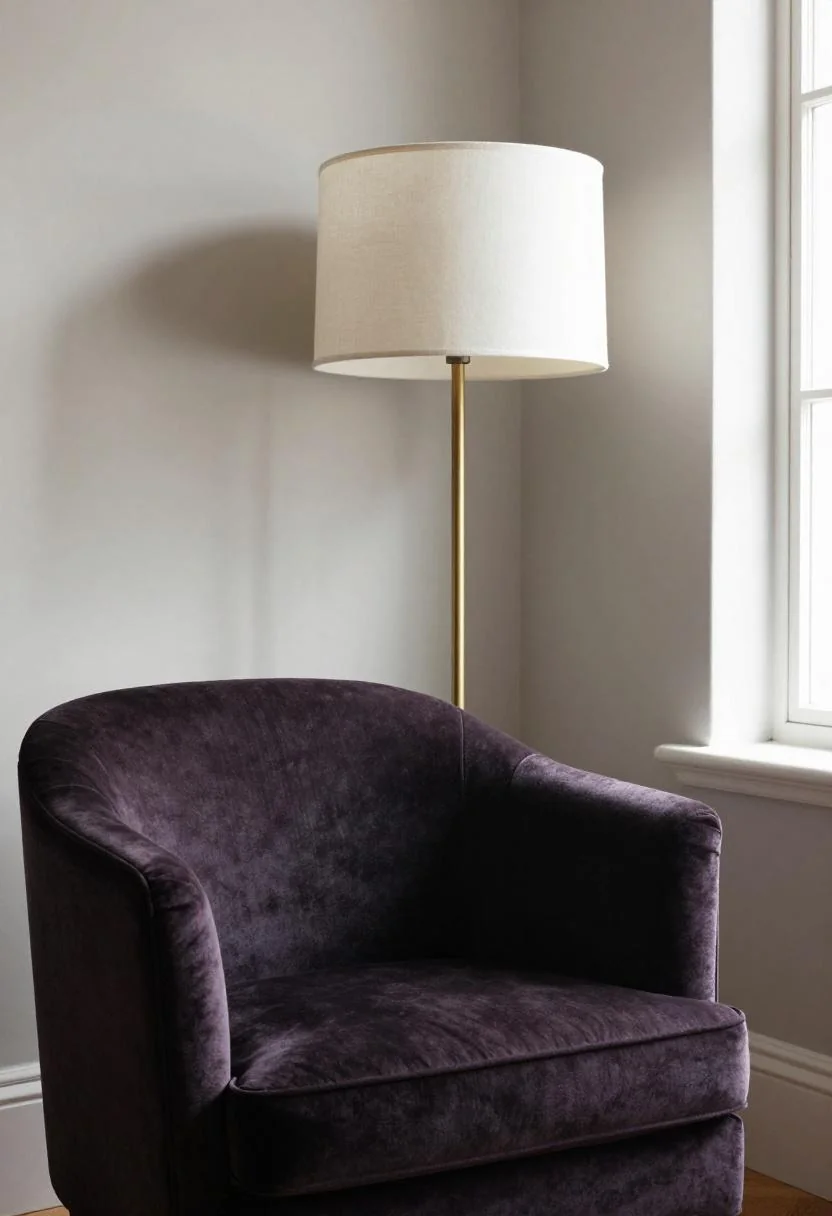 Rich plum noir interior palette echoing the deep, freshly turned soil tones of a properly regraded and restored yard