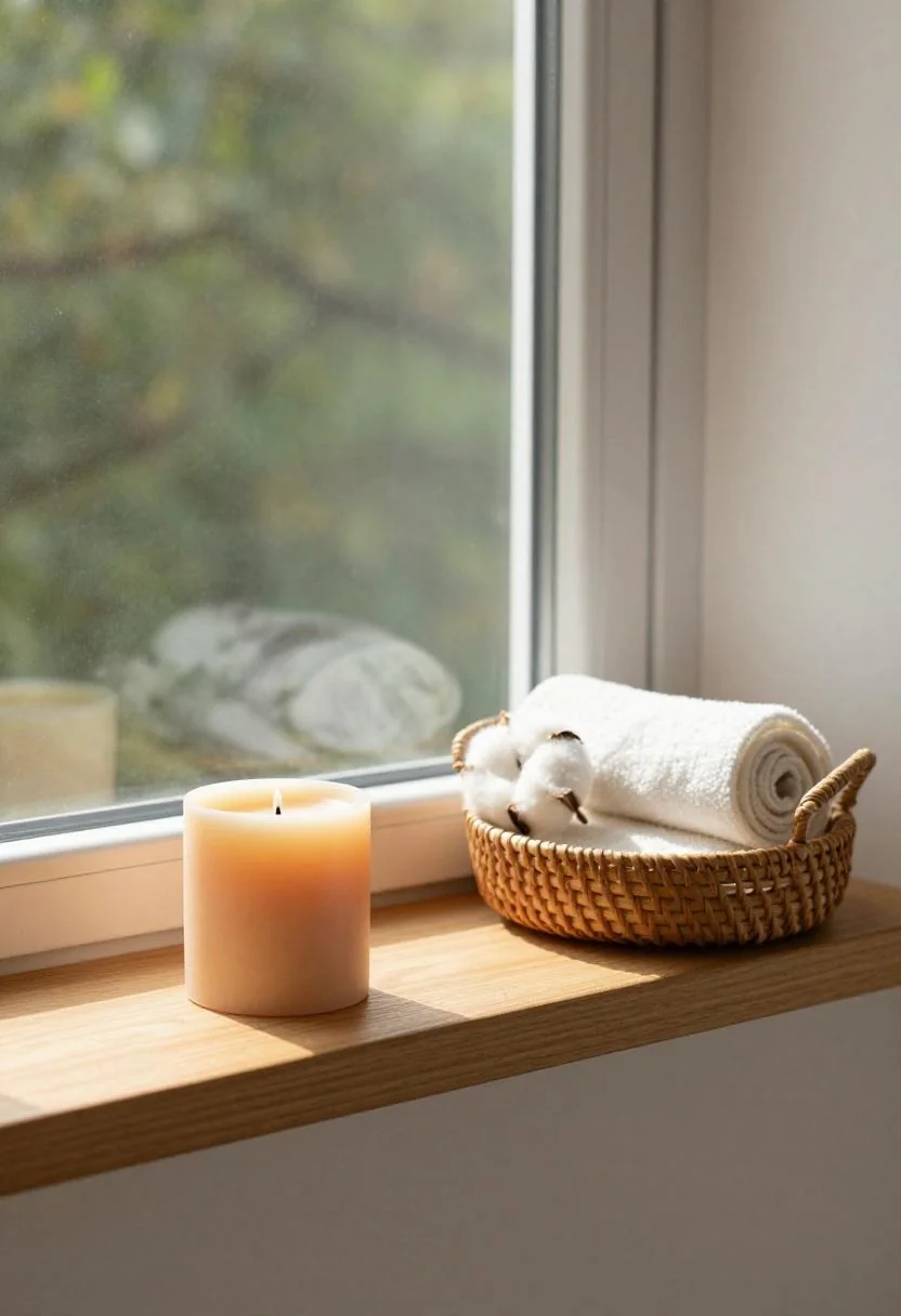 Natural bar soap on a warm terracotta ceramic dish atop a marble bathroom counter