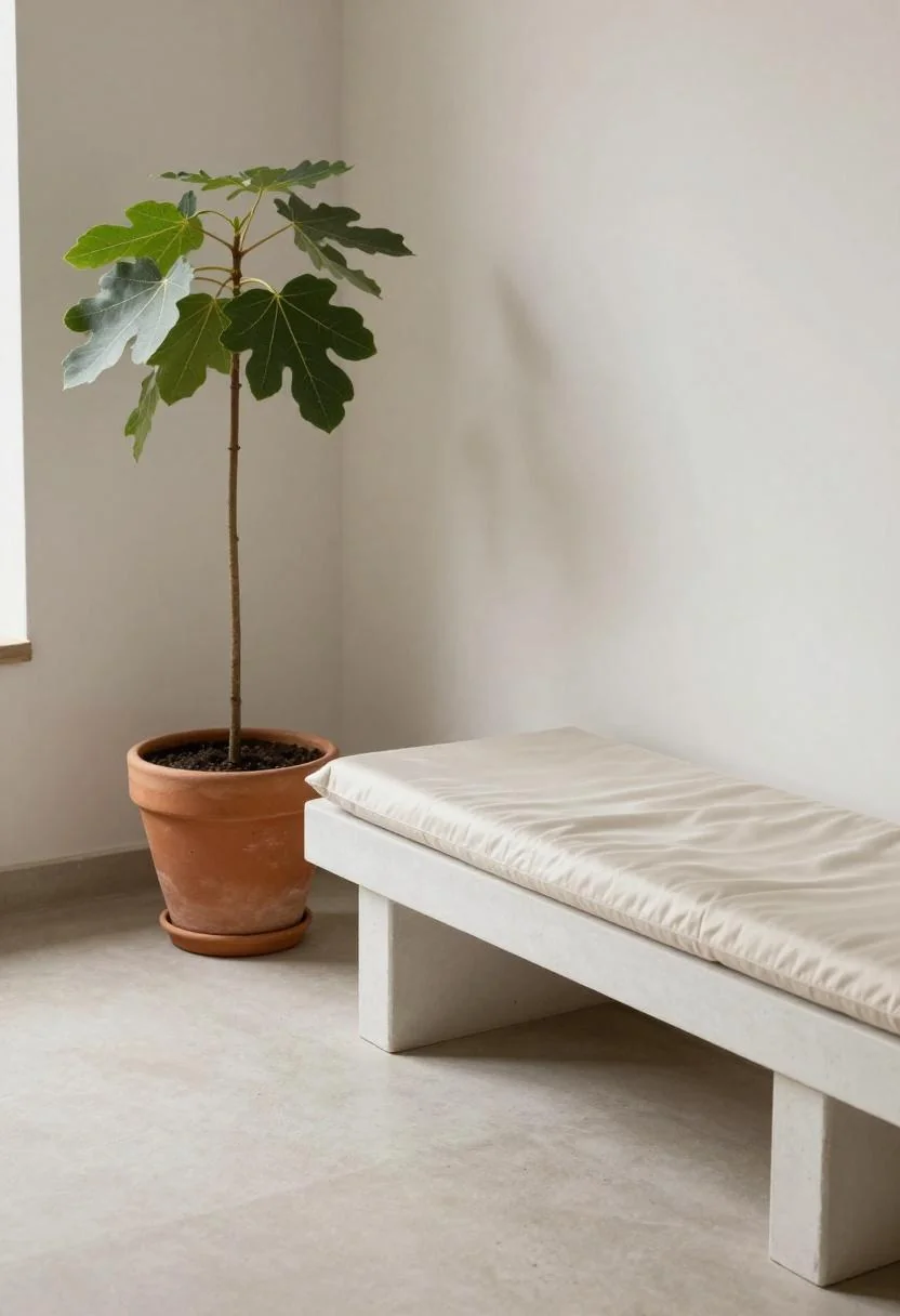 Warm terracotta geranium pots flanking a sunlit villa garden staircase